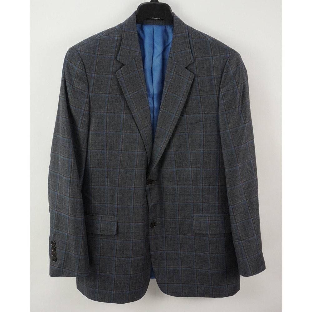 Empire 1917 Soft Jersey Wool Tonal Windowpane Sport Coat Men's 44R‎ Gray Blue